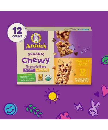Annie's Organic Chewy Granola Bars Variety Pack - Chocolate Chip & Peanut Butter - 12 Count - Buy Online on GoSupps.com
