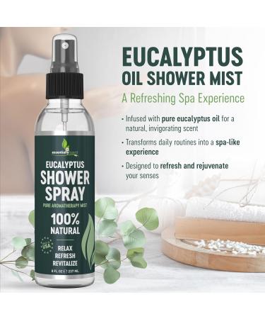 Pure Eucalyptus Shower Spray Big (8oz) - 100% Pure and Organic Oil - Eucalyptus Spray for Shower Sauna and Spa - Steam Room Oil - Made in USA - Big (8oz) Eucalyptus 8 Fl Oz (Pack of 1) - Buy Online on GoSupps.com