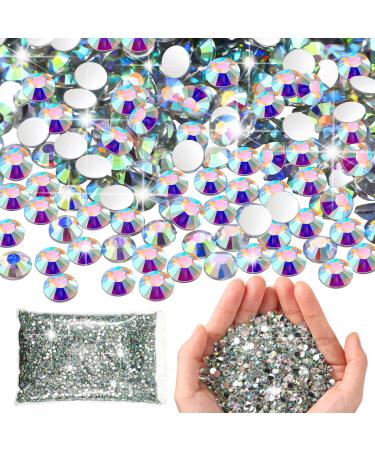 30000 Flatback Rhinestones AB Crystal Rhinestones for Nails 5 mm Resin Round Nail Crystals AB Rhinestones Flatback Nail Gems Nail Art Rhinestones for Makeup Clothes Shoes Crafts  Transparent Clear