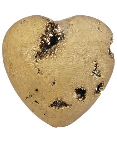 Nupuyai Gold Agate Geode Heart Palm Worry Stone for Chakra Reiki Healing Crystal Love Stone for Home Decoration 40mm 07-gold/Agate Geode/40x40mm