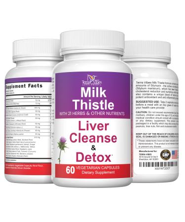 Herba Heal Milk Thistle Liver Cleanse & Detox Formula 1500mg Silymarin Liver Repair Detoxifier & Regenerator Capsules - Milk Thistle Supplement for Weight Loss
