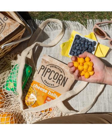 Pipcorn Heirloom Cheddar Cheese Balls 1oz 24 Pack - Gluten Free & Non-GMO Snack with Organic Cheese - Preservative Free Halloween Treats - Buy Online on GoSupps.com