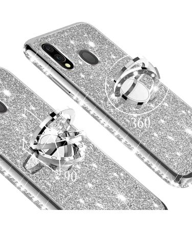 Uposao Samsung Galaxy M20 Case - 360 Ring Stand Glitter Bling Rhinestone TPU Silicone Clear Shell Girls Protective Cover - Buy Online on GoSupps.com