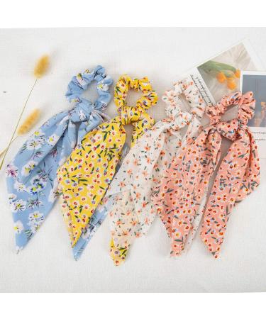 Dlala 12 Pcs Chiffon Floral Hair Scrunchies with Bows - Vintage Hair Accessories for Women and Girls - Buy Online on GoSupps.com