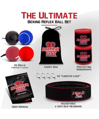 Boxing Reflex Ball Set - 4 Difficulty Levels - Punching Fight React Head Ball - Speed Hand Eye Coordination - Boxing Equipment for Kids & Adults - Buy Online on GoSupps.com