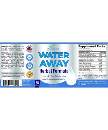 Water Away Herbal Diuretic - Natural Water Pills for Bloating Relief & Weight Loss - Dandelion & Green Tea Detox Cleanse - Urinary Health Support - Non-GMO, 60 Capsules - Buy Online on GoSupps.com
