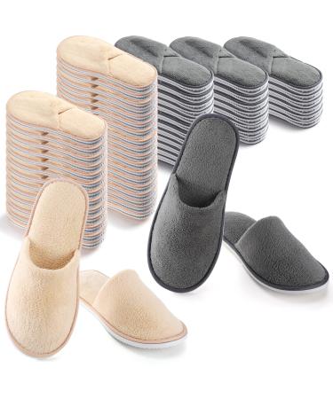 Coume Pairs Spa Slippers  Indoor Disposable Slippers for Guests Bulk Coral Fleece Non Slip Closed Toe Hotel Slippers Unisex for Men Women Home Bedroom Travel Leisure  2 Colors