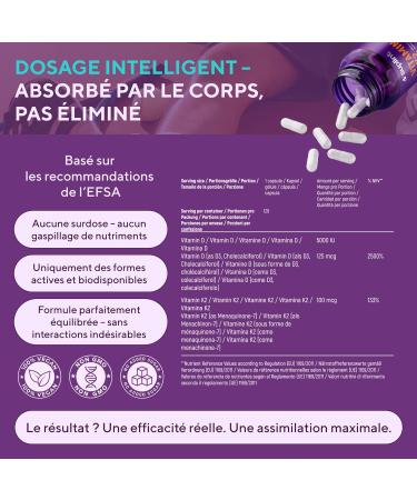 Vitamine D3 K2 Haute Dose 5000 UI Vitamine D + 100 g K2 MK-7 120 G lules V ganes D velopp aux Pays-Bas Certifi GMP & Test en Laboratoire Soutien Os Dents & Immunit  - Buy Online on GoSupps.com