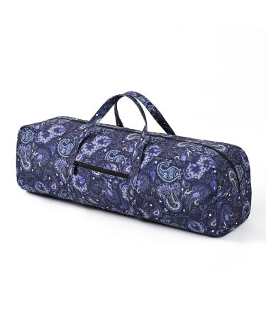 BOULDER BEE | Yoga Mat Bag | Large Yoga Mat Carrier with Wet Pocket | Yoga Gifts | Gym Tote Bag for Women Blue Cashew Flower