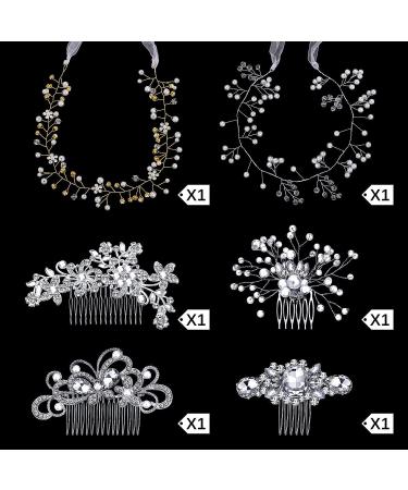 Wedding Hair Comb Set - 86 Pieces Faux Pearl Crystal Bride Hair Accessories | U Shaped Flower Rhinestone Clips | Twist Hair Piece Styling Pins for Women, Bridesmaid, Bridal Jewelry - Buy Online on GoSupps.com