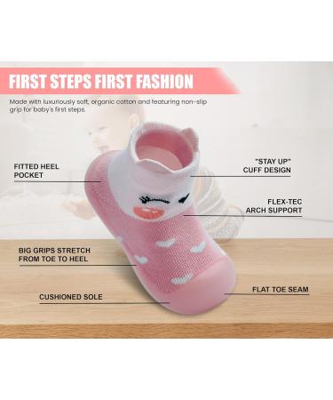 Dookeh Baby Girl Pink Soft Sole Sneakers | Non-Slip First Walking Shoes 2-3 Years | Toddler Infant Babygirl Sock Shoes - Buy Online on GoSupps.com