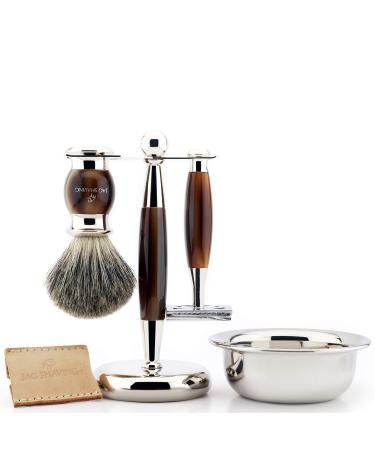 JAG SHAVING Classic men's rasier set Double Edge Razor Hobel Razor brush Razor brush and bowl and leather case for razor apparatus