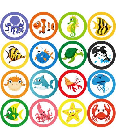 240 Pieces Toilet Targets for Boys, Ocean Animals Potty Training Flushable Targets Sea Creatures Potty Training Stickers 2 Inch Pee Stickers Color Changing Pee Targets for Toddler Boys Potty Training