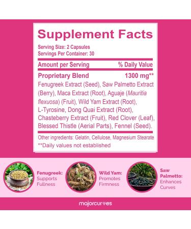 Major Curves Bust Booster Breast Enhancement Pills Natural Supplement for Breast Growth Firmness Fuller Shape Curvier Bust Rounder Cleavage Volume Boost Made in USA - Buy Online on GoSupps.com