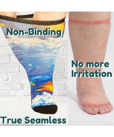Gooi Extra Wide Diabetic Socks | Colorful Seamless Socks for Swollen Feet | Plus Size 9-15 | Soft Stretch for Edema & Neuropathy - Buy Online on GoSupps.com