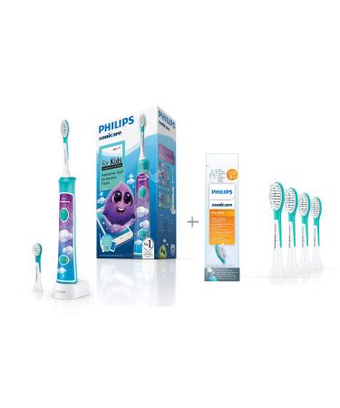Philips Sonicare For Kids Electric Toothbrush HX6322/04 with sonic technology for children including brush heads from 7 years