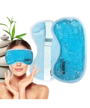 USA Merchant - Hot/Cold Plush Gel Bead Relief Wrap | Freeze Therapeutics by L'AUTRE PEAU | Hot Or Cold Reusable Ice Packs with Flexible Beads (Blue Full Eye Mask)