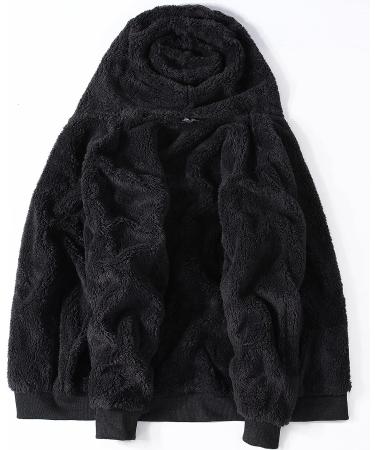 SCODI Men's Heavyweight Fleece Hoodie - Full Zip Sherpa Lined Sweatshirt, Black - Size Medium - Buy Online on GoSupps.com