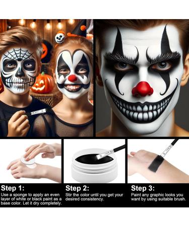 Professional 3-Piece Face & Body Paint Set - Red Black White | Corpse Cosplay SFX Makeup for Halloween Skeletons Clowns Vampires & Zombies - Buy Online on GoSupps.com