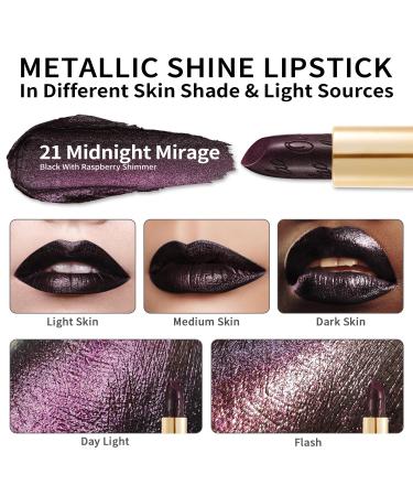 Oulac Midnight Metallic Black Lipstick - Long-Lasting 3D Gloss Vegan & Cruelty-Free Intense Color Black Glitter Finish - 4.3g - Buy Online on GoSupps.com