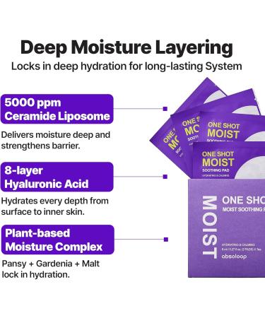 ABSOLOOP One Shot Moist Soothing Pad - 8ml Dual-Texture Toner Pad Ceramide & Hyaluronic Acid Patented Soothing Agents Portable 7-Sheet Pack - Buy Online on GoSupps.com