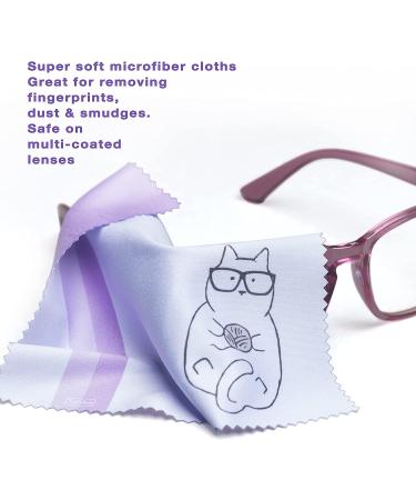 10 Pack Cute Kitty Cat Design Multicolor Microfiber Cleaning Cloths for Eyeglasses, Sunglasses, Cell Phone - Blue, Pink, Yellow, Purple, Green Cloth Wipes - Buy Online on GoSupps.com