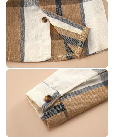 Naiyafly Toddler Boys Hoodie Plaid Sweatshirt + Pants Set | 18-24 Months | Khaki Plaid Tracksuit for Kids - Buy Online on GoSupps.com