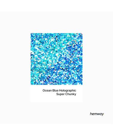 Hemway Premium Ultra Sparkle Ocean Blue Holographic Glitter - Multi-Purpose Super Chunky Metallic Flake for Arts Cosmetics & Festivals | 100g - Buy Online on GoSupps.com