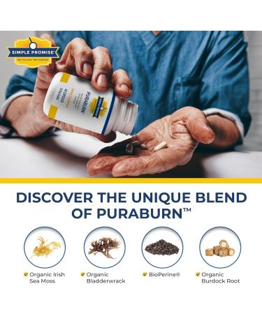 Simple Promise PuraBurn - Herbal Wellness Supplement with Organic Irish Sea Moss Bladderwrack & Burdock Root - Supports Digestive Health & Nutrient Absorption - 60 Capsules - Buy Online on GoSupps.com