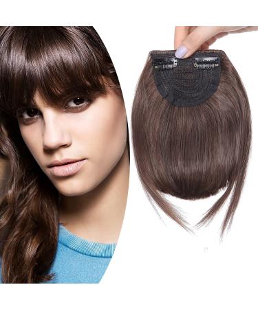 Sego pony hair part extensions fringe clip in bangs one piece in front hair extension natural black & light brown 1 pony natural black & light brown