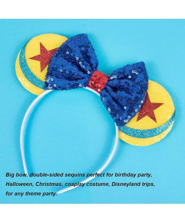 ChuangQi Mouse Ears Headband with Shiny Bow, Double-Sided Sequins, Yellow & Blue, for Birthday Party or Celebration (XC22) - Buy Online on GoSupps.com