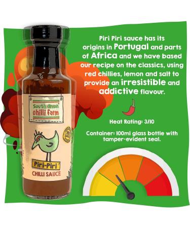 South Devon Chilli Farm Piri Piri Sauce | Made from Fresh Red Chillies- An Irresistible and Addictive Classic Lemony and Salty Savoury Sauce Heat Rating: 3/10-100ml Bottle - Buy Online on GoSupps.com
