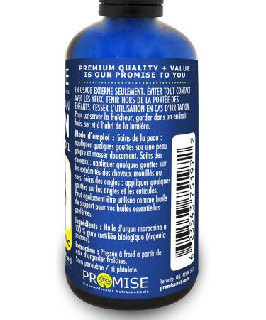 100ml PURE MOROCCAN ARGAN Oil Certified Organic Cold Pressed + UV Protected For Hair Skin and Nails Made in Canada(100ml) 100 ml (Pack of 1) - Buy Online on GoSupps.com