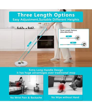 Floor Microfiber Wet Dry Mop  Tsmine Hardwood Floor Mop for Floor Cleaning  Commercial Household Clean Hardwood  Mop & Refills Set Include 2 Replacement Heads Refills and 61" Extended Mop Pole Handle - Buy Online on GoSupps.com