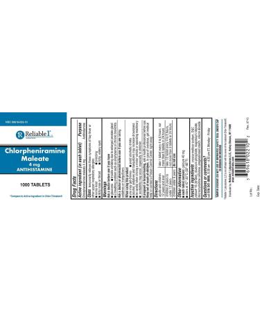 Chlorpheniramine Maleate (4mg, 1000 Tablets) - Relief for Runny Nose, Itchy Throat, and Watery Eyes - Buy Online on GoSupps.com