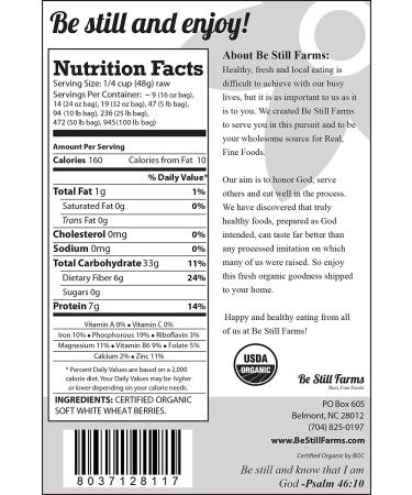 Be Still Farms Organic Soft White Wheat Berries 5lb - Non GMO White Wheat Berries for Soft White Wheat Bread - Ideal Feeder Oats - Bulk Organic Wheat Berry Grain - 5 Pound Pack - Buy Online on GoSupps.com