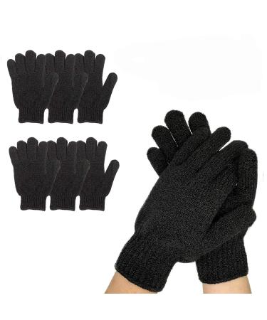 6Pairs Exfoliating Gloves - Premium Black Scrub Wash Mitt for Bath or Shower - Luxury Spa Exfoliation Accessories for Beauty Spa Massage  Suitable for Men and Women 6 Pairs