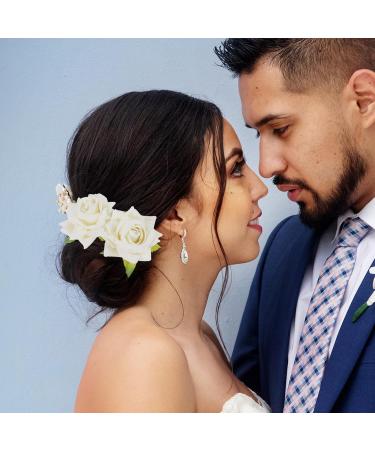 Minkissy Rhinestone Headpiece Rose Flower Bridal Hair Combs Bride Floral Hair Clip Combs Rose Hair Side Combs Wedding Festival Floral Headpiece Party Headdress for Women (White) Wedding D cor - Buy Online on GoSupps.com