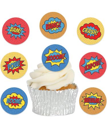 Edible Wafer Comic Book Signs Pre-Cut Cupcake Toppers - 24pc - Buy Online on GoSupps.com