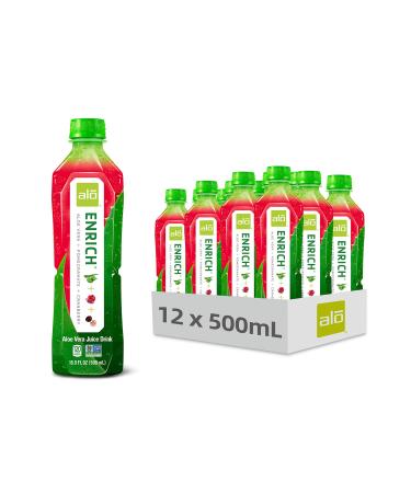 ALO Aloe Vera Juice Drink | ENRICH - Pomegranate + Cranberry | 16.9 fl oz, Pack of 12 | Plant-Based Drink with Real Aloe Pulp Enrich (Pomegranate + Cranberry) 16.9 Fl Oz (Pack of 12)