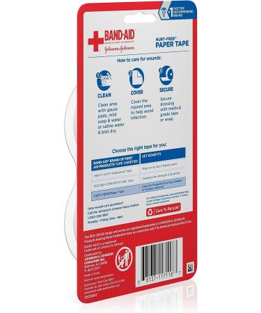 Band-Aid Brand Hurt-Free Medical Adhesive Paper Tape, 1 Inch x 10 Yards, Non-Irritating, 2 ct - Pack of 1 - Buy Online on GoSupps.com