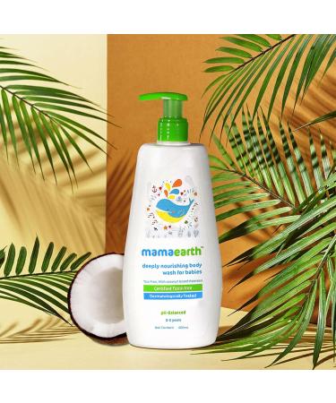 Mamaearth Deeply Nourishing Baby Body Wash | Tear Free Formula with Natural Cleansers | Hydrating Coconut & Jojoba Oil | Moisturizes Delicate Skin of Babies | 13.53 Fl Oz (400ml) - Buy Online on GoSupps.com
