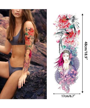 Aresvns Temporary Tattoos for Women, Teen Girls & Kids - 8 Sheets Waterproof Fake Tattoos with Sleeve Flowers Design - Long-Lasting & Realistic - Buy Online on GoSupps.com