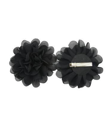 PrettyBoutique Girls Kids Women Chiffon Flower Hair Clip Alligator Clip Party Wedding (10cm Black)