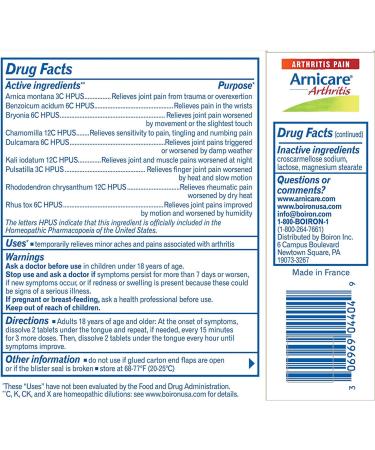 Buy Boiron Arnicare Arthritis Relief - 60 Tablets | Natural Pain Relief for Joint Pain & Inflammation | International Shipping Available - Buy Online on GoSupps.com