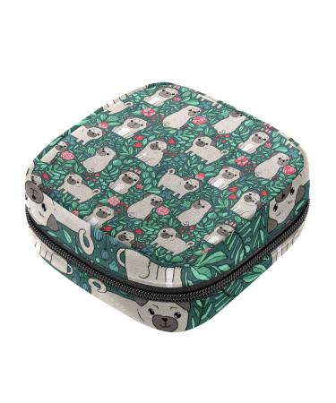Women's napkin storage bag funny cartoon cats birds flower patterns menstrual cup portable women's bandages storage bags female menstruation first period bag color 9
