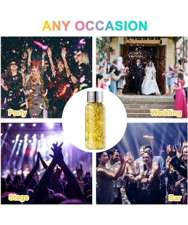 URAQT Body Glitter Gel Set - Holographic Mermaid Sequins & Chunky Cosmetic Glitter for Face, Body, Hair & Nails - Sparkling Festival Party Lotion - White, Silver & Gold - 3Pcs - Buy Online on GoSupps.com