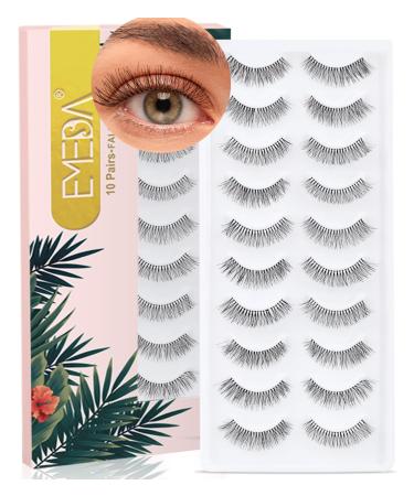 3d false eyelashes 10 pairs natural 3D eyelashes handmade transparent stem artificial eyelashes for the daily make-up of EMEDA (007) natural eyelashes 07