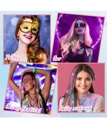 PEOVLVN 16 Colors Hair Tinsel Kit 35 Inch Glitter Hair Tinsel Heat Resistant Tinsel Hair Extensions Fairy Hair Tinsel Kit with Tools for Girls Women Christmas New Year Halloween Cosplay - Buy Online on GoSupps.com