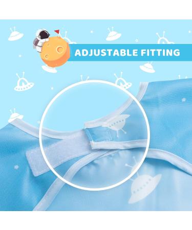 Little Dimsum Long Sleeves Toddler Weaning Bibs | Waterproof Feeding Coverall Set| 6-36 Months (Galatic&Spaceship) - Buy Online on GoSupps.com